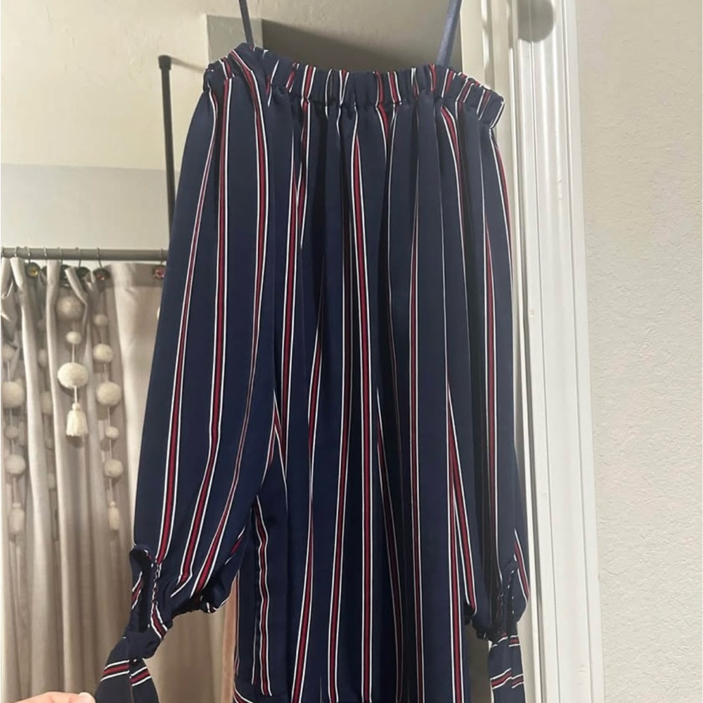 Navy Striped Long Sleeve Dress